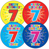 35 Holographic Happy Birthday 7 Today Stickers - 37mm