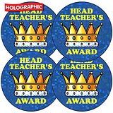 35 Holographic Head Teachers Award Crown Stickers - 37mm