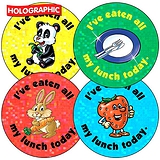 Holographic I've Eaten all my Lunch Stickers (35 Stickers - 37mm)