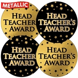 Metallic Head Teacher's Award Stickers (35 Stickers - 37mm)