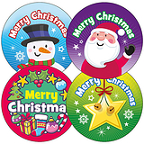Merry Christmas Stickers (35 Stickers - 37mm) Brainwaves