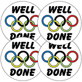 Sports Day Stickers - Well Done Rings (35 Stickers - 37mm)