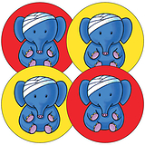 First Aid Head Bump Stickers - Elephant (35 Stickers - 37mm)