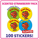 Scented Strawberry Stickers Value Pack - Well Done (100 Stickers - 32mm)