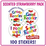 Scented Strawberry Stickers Value Pack - Reading (100 Stickers - 32mm)