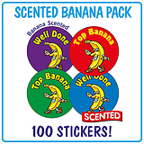 Scented Banana Stickers - Top Banana (100 Stickers - 32mm)