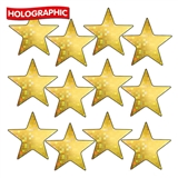 Holographic Gold Star Stickers (140 Stickers - 20mm) Brainwaves