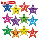 Holographic Smiley Star Stickers (140 Stickers - 20mm) Brainwaves