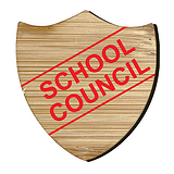 Bamboo Shield School Council Badge - Red Text - 35mm