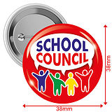 School Council Badges - Red (10 Badges - 38mm)
