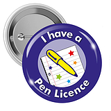 10 I Have a Pen Licence Badges - Blue - 38mm