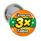 I know my 3x Times Tables Badges (10 Badges - 38mm)