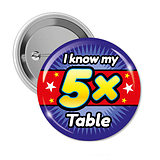 I know my 5x Times Tables Badges (10 Badges - 38mm)