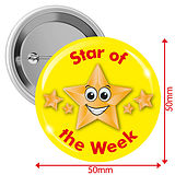 Star of the Week Badges - Yellow (10 Badges - 50mm)