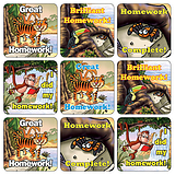 Homework Stickers - Jungle (35 Stickers - 20mm)