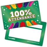 100% Attendance CertifiCARDS (10 Wallet Sized Cards)