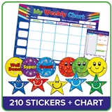 Weekly Chart Pad Plus Stickers (1 x A4 Pad Plus 210 x 20mm Stickers)