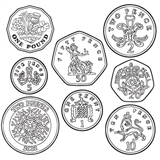 Coin Image Stampers - Black Ink (Set of 8 Stampers)