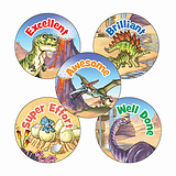 30 Dinosaur Stickers - 25mm