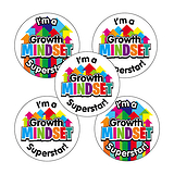 30 Growth Mindset Superstar Stickers - 25mm