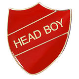 Head Boy Enamel Badge - Red (30mm x 26mm)