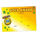 Gold Award Certificates - Yellow (20 Certificates - A5) Brainwaves