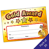 20 Holographic Gold Award Certificates - A5