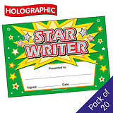 20 Holographic Star Writer Certificates - A5