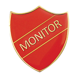 Enamel Monitor Shield Badge - Red - 30 x 26mm