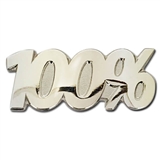 100% Silver Badge - Metal (25mm x 10mm)