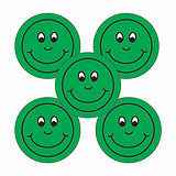 Green Smile Stickers (70 Stickers - 25mm)