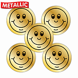 Metallic Gold Smile Stickers (70 Stickers - 25mm)