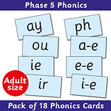 Phonics Cards Phase 5 - Adult Size (18 Cards)