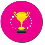 35 Personalised Trophy Stickers - Pink - 37mm