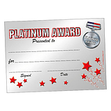 Platinum Award Certificates (20 Certificates - A5)