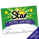 Star Pupil Award Certificates - Green (20 Certificates - A5)