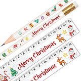 Merry Christmas Pencil and Ruler (Set of 12)