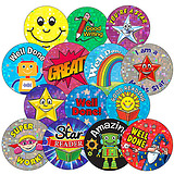 30 Assorted Holographic Shape and Size Stickers