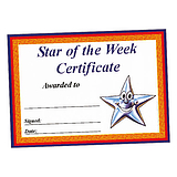 20 Star of the Week Smiley Star Certificates - A5