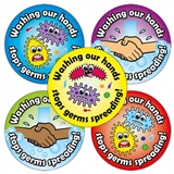 Washing Our Hands Stops Germs Spreading Stickers (20 Stickers - 32mm)