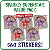 Holographic Superstar Stickers Value Pack (560 Stickers - 16mm)