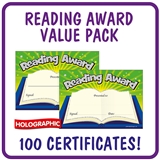 Holographic Reading Award Certificate Value Pack (100 Certificates - A5) 