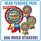 Metallic Head Teacher's Award Rosette Stickers Value Pack (200 Stickers - 54mm x 37mm) Brainwaves