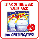 Star of the Week Certificates Value Pack (100 Certificates - A5)