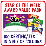 100 Assorted Star of the Week Certificates - A5
