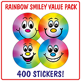400 Rainbow Smiley Stickers - 32mm