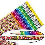 100% Attendance Rainbow Pencils (12 Pencils) Brainwaves