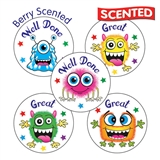 30 Berry Scented Monster Stickers - 25mm