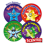 20 Berry Scented Star Stickers - 32mm