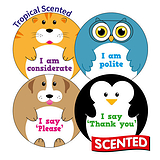 20 Tropical Scented Manners Stickers - 32mm